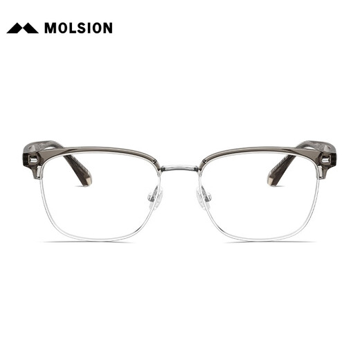 Molspesion Mosengläser Rahmen Xiao Zhan gleiche Augenbrauenrahmen Titangläser für Männer und Frauen, Grad Anti-Blau-Licht MJ6195 B12 Silbertee grau einrahmen