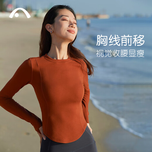 Aixiabu autumn and winter thickened and warm high-end yoga clothes tops for women small Pilates sports and fitness clothes short long sleeves _A24402QRACA Maple Leaf Red L