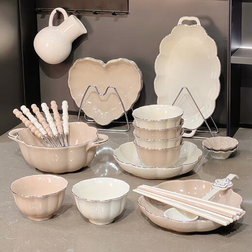 Shantoulin Village Qipai Keramikschüsselplatte Tischgeschirr High-Temperature Unterglasur Bunte Haushalt bewegende Geschenkschalenschüsselschalenkoteletts Set gebrauchte Set 8,5-Zoll-Blumenplatte ohne Gold 2 1278 2-teilige Set
