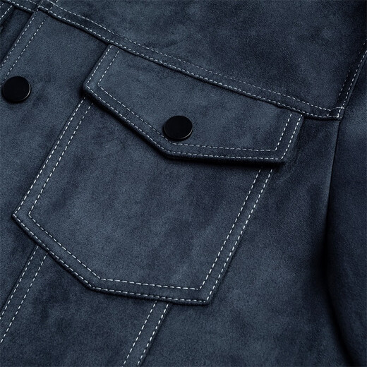 Dances with Wolves Suede Jacket Men's Versatile Lapel Jacket Comfortable and Stylish Jacket Men 102 Dark Blue 180