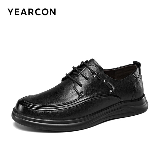 
Yierkang leather shoes men's soft sole comfortable business casual shoes round toe simple lace-up new 53429W black 40