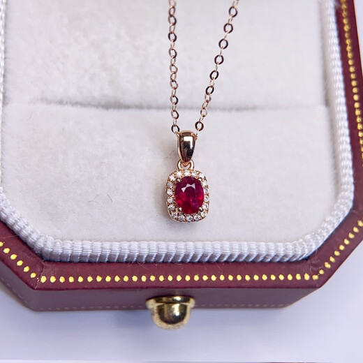 Iba 0.35 carat pigeon blood red ruby pendant 18K gold inlaid with colored gemstones necklace as a birthday gift for girlfriend 0.35 carat single pendant free silver necklace in stock