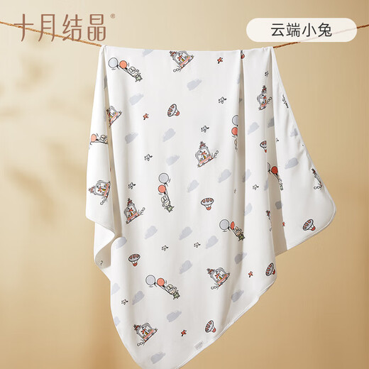 Oktober Kristall Babybeutel Einsommer dünner Lieferraum Swaddel Handtuch Neugeborenes Baby Quilt reines Baumwoll -Quilt Wolken Kaninchen 85*85