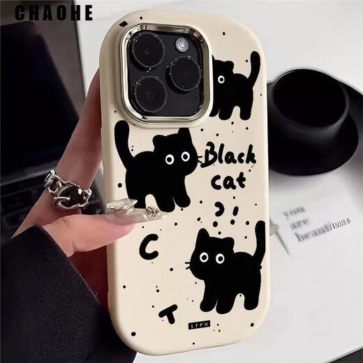Trendy and cute cats suitable for Redmi K70 mobile phone case Xiaomi 14 oval silicone Note13 cartoon soft case 12TPRO men's and women's K60 anti-wear and fall-proof three black cats on blue background soft case Xiaomi 14