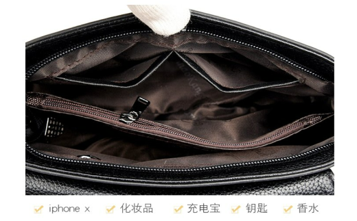 Kangaroo women's crossbody bag light luxury big brand women's bag fashionable mother commuting bag 2025 new women's casual backpack black