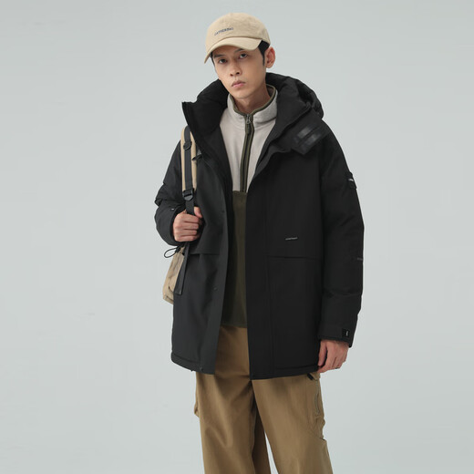 
Snow Fly [Off-season Clearance] Fashionable and versatile outdoor short windproof and warm stand collar hooded Parker extreme cold down jacket Black 8056 L 175/92A