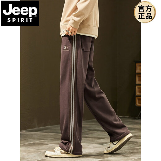 
JEEP SPIRIT2024 autumn and winter new heavyweight thin velvet men's loose wide-leg casual pants workwear American high street sports sweatpants Q829 dark gray L