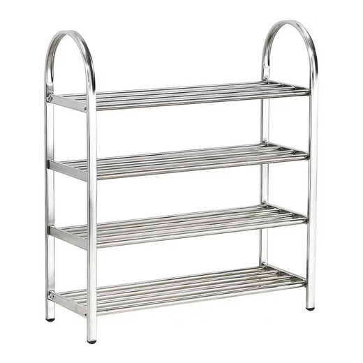 Lunar exploration stainless steel shoe rack simple home indoor good-looking dormitory door multi-layer shoe storage cabinet 2025 storage rack three layers long 45 cm (four poles)