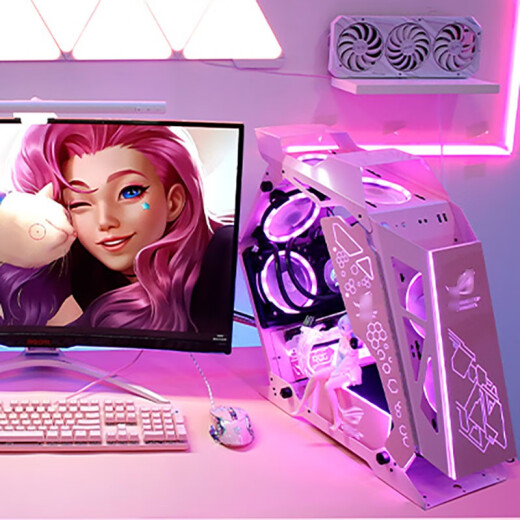 Yijiang 13400F/RTX4060TI independent graphics + full set of pink girl personalized live broadcast e-sports anchor desktop computer host DIY assembly machine 14-core processor / 1070 million running points + full set of pink 27-inch