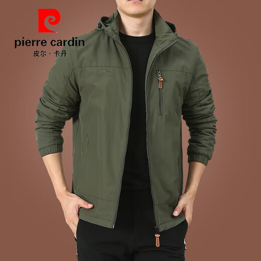 Pier Cardin Herrenjacke Herbst Casual Jacket Herren Spring Herrenkleidung 2025 Neue Herbst -Top 9898 [Schwarz] Abnehmbare Kappe - kein zusätzlicher Preis plus Samt M 170spezifikationen (120jin [Jin entspricht ca. 0,5 kg]))