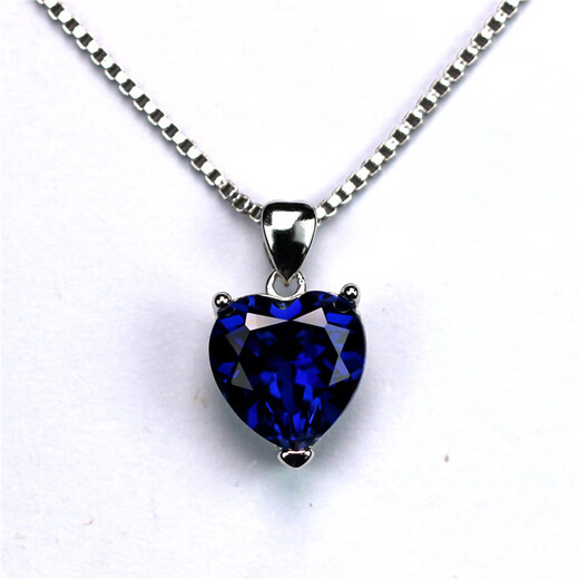 Remnant heart-shaped tanzanite pendant for women, sterling silver single pendant, tanzanite sapphire necklace, versatile blue simple gemstone pendant, white gold (main stone 10X10mm) without chain
