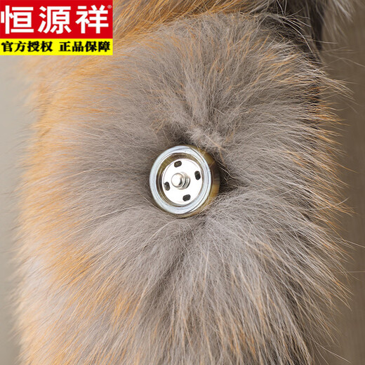 Hengyuanxiang 2025 Nuevo abrigo de visón de invierno para mujeres, collar de pieles de zorro noble y más grande, pelaje de piel madre integrado, negro M