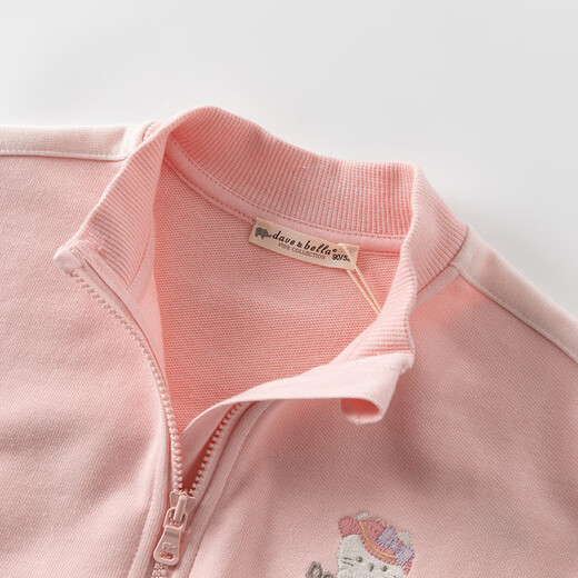 DAVE&BELLA girls' trousers suit autumn new baby boy sports two-piece casual children's jacket children's clothing children's clothing pink ready stock 100 cm (recommended height 90-100cm)