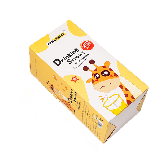 PAKCHOICE straws disposable individually packaged children's baby straws paper straws Funny dinosaur thin curved flat head straws 200 pieces/box