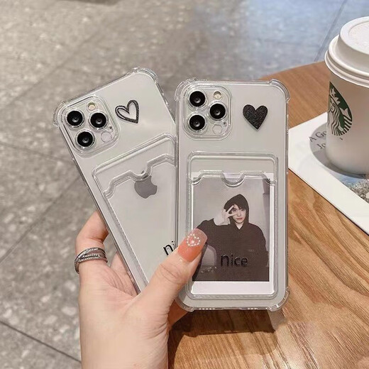 Mi Jingmi Xiaohongshu Douyin can hold polaroid wedding photos of couples, ID card small card insert card holder, card holder, mobile phone case, fully transparent single case * does not include photos, mobile phone model, other mobile phone models