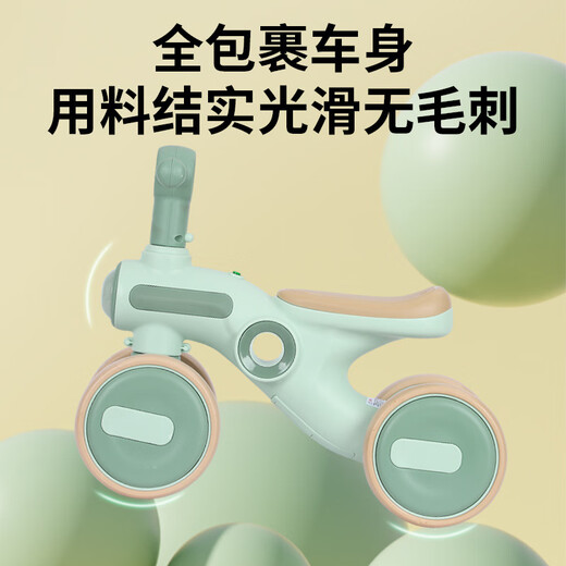 McGonagmeng Balance Bike Children 1-3 Jahre alte Jungen und Mädchen ohne Pedale und Schleiffahrräder mit vier Rädern Baby Scooter Green [Light + Music + Silent Wheel] Kinderspielzeugbikes Jungen und Mädchen 6. Geburtstagsgeschenke