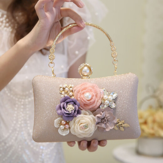 SEEFULUN new flower bag dinner bag portable small square bag fashionable banquet packaging large mobile phone banquet bag clutch bag green