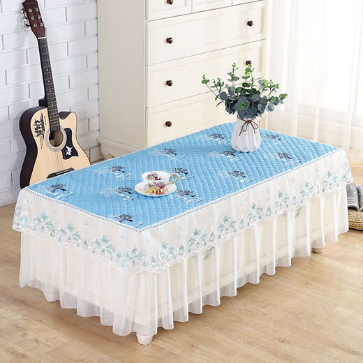 Mirror Moon Picture coffee table tablecloth rectangular all-inclusive non-slip thickened coffee table cover living room lace fabric bedside table dust cover cover Wheat ear-purple cloth edge width 70*length 130*height 40
