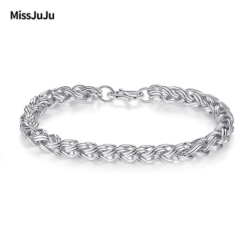 Miss JuJu Platinum Bracelet Men's pt950 Platinum Bracelet Men's Personalized Round Twist Pattern Broad and Thick Bracelet (Customized) 41g Length 20cm Thick 6.2mm More return less supplement