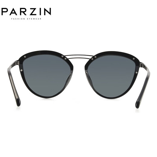 帕森（PARZIN）尼龙片偏光太阳镜女 时尚防晒金属框开车驾驶防晒潮墨镜 PZ9755 黑框黑灰片