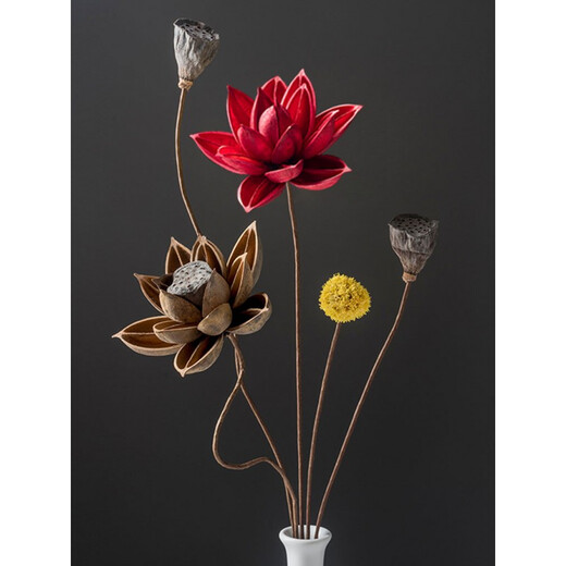 Bouquet von echten Blumen Ornamente von lotus luftgetrockneten Lotusschoten natürliche Lotuswurzel Zen Blume Arrangement Chinesisches Wohnzimmer Dekoration getrocknete Blume Kombination 5009 getrockneter Blütenbeutel