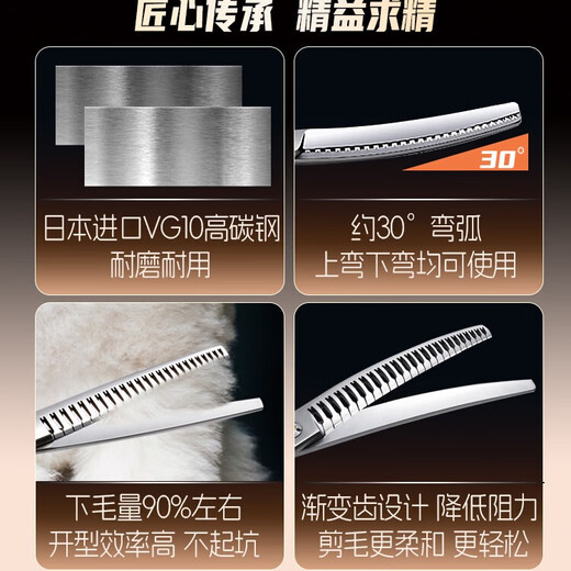 Black Bird King 3D curved natural shearing pet grooming scissors for professional beauticians to trim and shear Bay natural pet stores 7.5 inches 3D curved natural three-dimensional traceless 70% hair volume