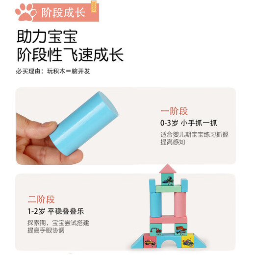 Katio Children's Building Blocs Assemblé Baby Wood Puzzle Toys 1 Force 2 ans 3 Développement 6 Garçons et filles Illumination Early Education 100 Animal Transport Alphanumeric Puzzle Bucket