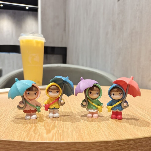 Gelun Cute cartoon desktop character small ornaments creative office healing mini couple micro landscape decoration two dolls put on umbrella combination A
