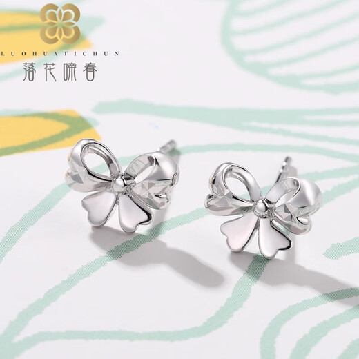 Falling Flowers Crying Spring pt950 platinum earrings for women, platinum earrings, platinum earrings, earrings, bow earrings, Valentine's Day, a pair of platinum earrings