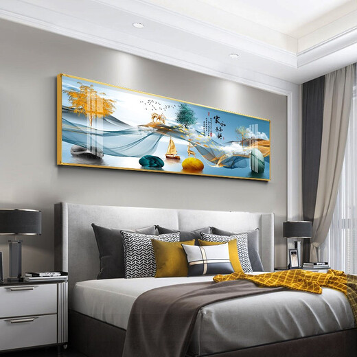 Mo Malerei Lulin Moderne einfache Schlafzimmer Dekoration Gemälde warm romantische Nachts Malerei Hotel Hotel B & B Zimmer Hängende Malmale Hintergrund Wandmalerei 03 Shilai Run 12146 200*60 schwarzer Rahmen (Diamant Inlay -Malerei) individuelle Größe