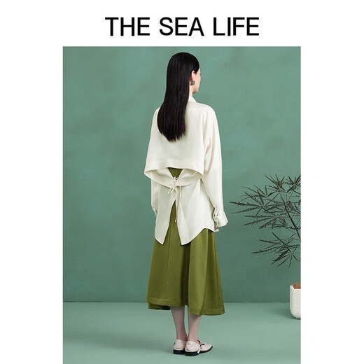 The Sea Life OU Hai Yisheng Ice Silk Shirt Women's Automne Back Hollow Design Acetate Tabill