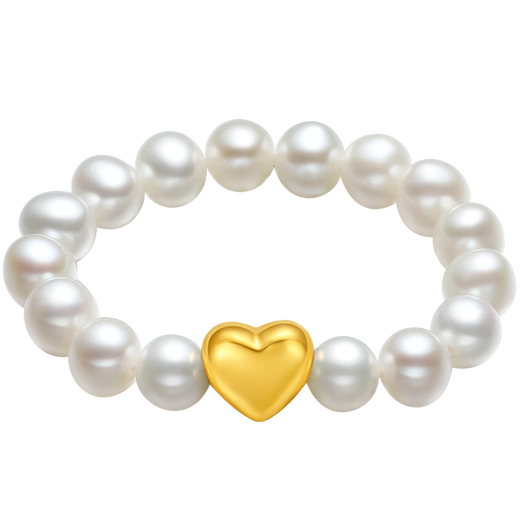 Saturday blessing yellow 18K gold pearl ring for women love gold ring birthday gift X0111071 ring