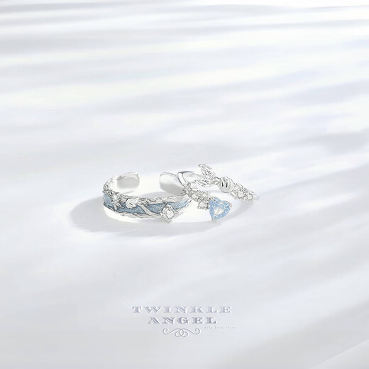 Twinkle Angel Mermaid Ring S925 Silver Couple Ring Live Mouth Adjustable Custom Engraving Student Valentine's Day Birthday Gift Fish You Companion Ring