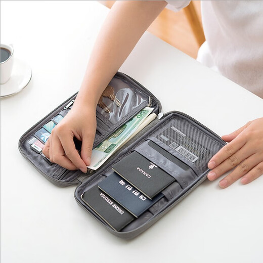 Viaje al extranjero Passport Bag ID Bag Bag Multi-Function Passport Pasaporte Clip de almacenamiento impermeable Bolsa de aire Boleto de aire Caso de protección Azul Azul Bolella B Modelo B Modelo