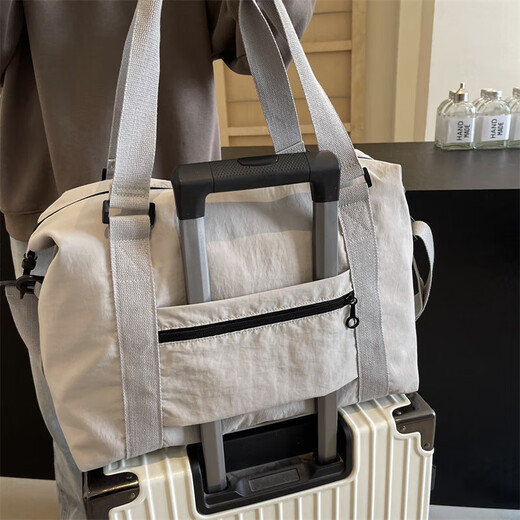 酷奇袋鼠短途旅行包女轻便瑜伽健身包小女士出行便携飞机包出差旅游行李包 灰色