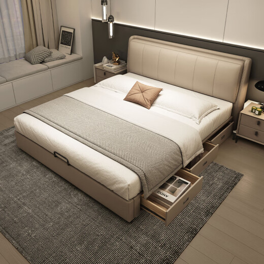 
Fermax (freemax) modern simple leather art bed 2024 master bedroom soft bed 1.8m storage bed small double bed 35, LP-677#