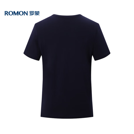 罗蒙（ROMON）短袖t恤男夏季休闲短袖男士冰丝感打底衫体恤男LM688 藏青 5XL