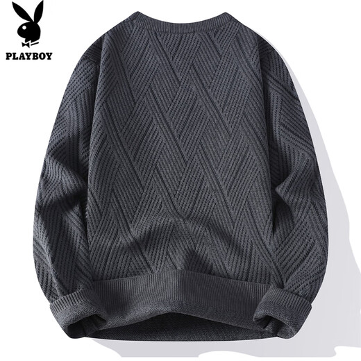 花花公子（PLAYBOY）毛衣男冬季针织衫男士外套男装线衣休闲打底衫 深灰 XL 