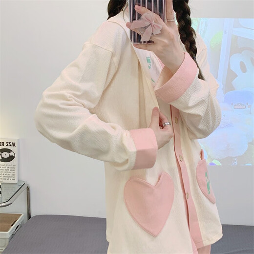 欧鹿汐（OULUXI）纯色皱布棉质月子服春秋孕妇睡衣夏季透气吸汗产妇产后哺乳喂奶衣 AXXE724少女心 XL码 (建议115-135斤)