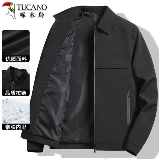 Woodpecker (TUCANO) Jacket Men's Spring and Autumn Lapel Business Casual Executive Jacket Fashionable Versatile Comfortable Top Men's Black 2XL