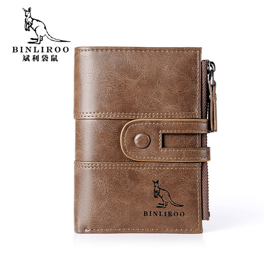 Binli Kangaroo Retro Herren Brieftasche Kurzgeschäft Anti-Diebstahl Kauf Brieftasche Männer vertikaler Multifunktions-All-in-One