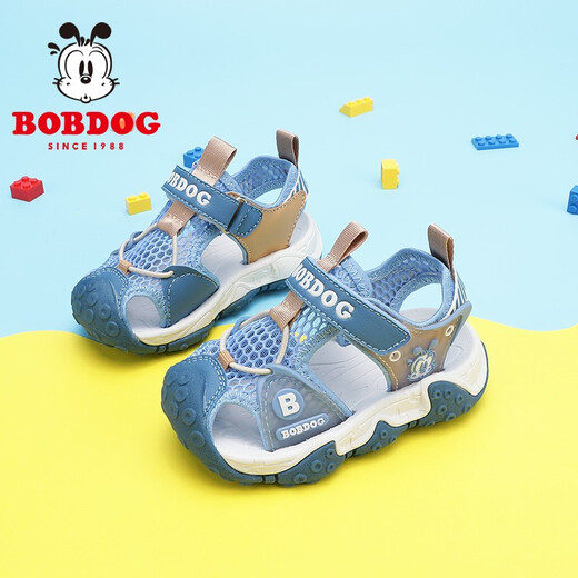 巴布豆（BOBDOG）童鞋宝宝沙滩鞋夏季男童包头凉鞋105322075月光蓝/蔚蓝23