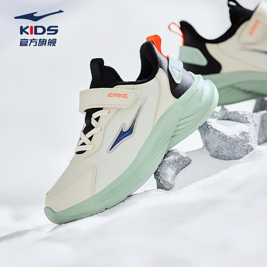 Hongxing Erke (ERKE) children's shoes Mingou 2.0 for boys and girls, cotton-padded running shoes, children's warm cotton shoes, pumice gray/true black 37