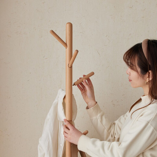 
Original elements Full solid wood coat rack modern simple small apartment bedroom beech hanging coat support G6221 coat rack (A style)-425*425*1730mm