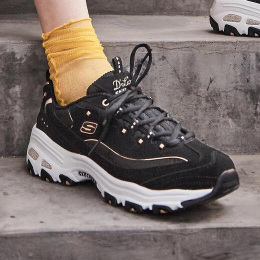 SKECHERS DAME SHOUS SPRING 2025 NEU NEU VERSATILE PANDA SHOUS FODENTREND SPORN CLASSIGKEIT DIAL SOLLE ERHALTENDE Dad Schuhe 11979-BKGD/Schwarzgold 37.5