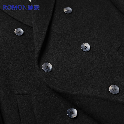 Romon 100% wool goose down lining double-sided woolen coat men's long knee-length autumn and winter double-breasted windbreaker outer suit