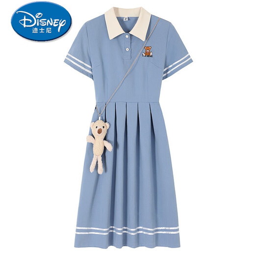 迪士尼（Disney）12少女夏装连衣裙14-16岁初中学生13女大童洋气15学院风POLO裙子 9871杏色 165 S(建议60-80斤)