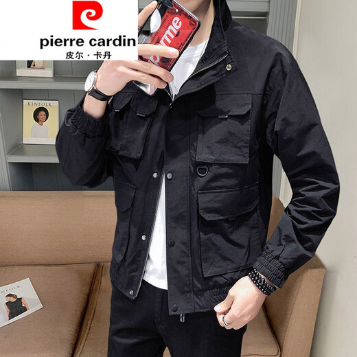 Pierre Cardin [Light Luxury High-End] Boutique Herrenarbeitsjacke Herren Spring- und Herbst All-Match Top 2021 New Lose Trend 9909 Schwarz 2xl