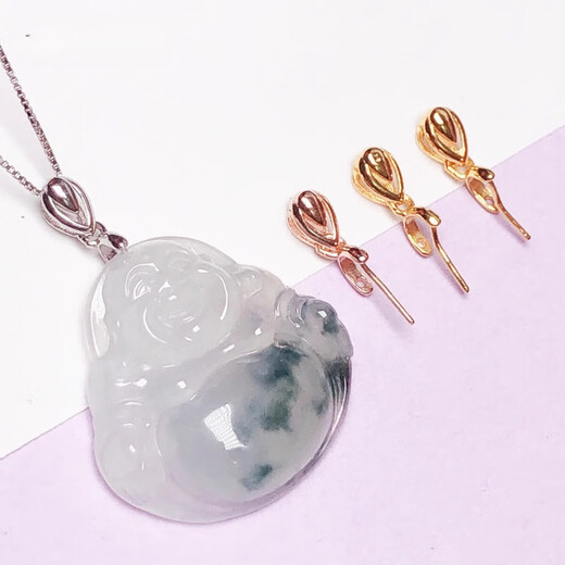 Fat Donglai same style 18k gold universal buckle pendant silver necklace safety buckle jade buckle accessories jade pendant silver white gold