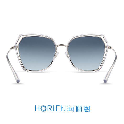 Hai Lien Polarized sunglasses for women's new sunglasses with large faces, slimming and UV proof Internet celebrity drivers' driving special driving mirror polygonal hollowing can be equipped with myopia mirror N6621 [Blue + Blue Film] N6621-N65